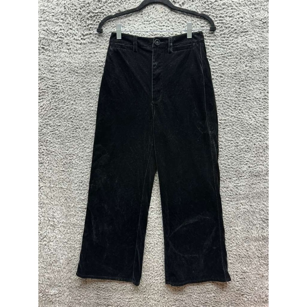 Rolla's High Rise Velvet Wide Leg Cropped Pants Black‎ Womens Size 26
